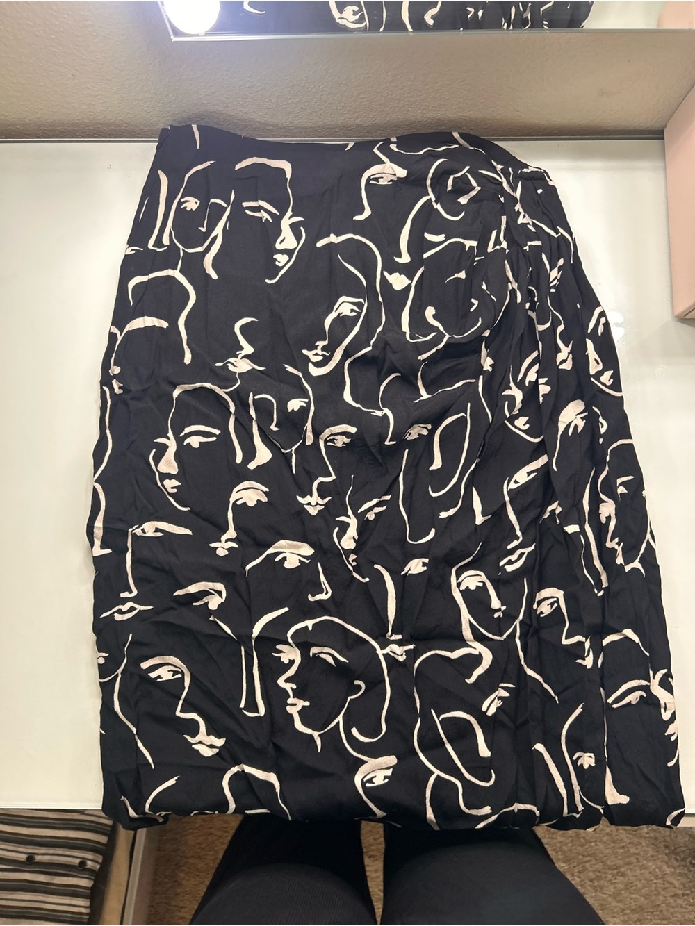 Zara painted faces skirt with leg slit
